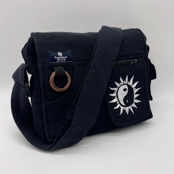 Lukla Messenger Bag Black with Yin Yang Embroidery - Picture 10 of 10